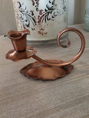 Vintage Gregorian Copper Tulip Chamberstick Candle Holder Hand Hammered USA